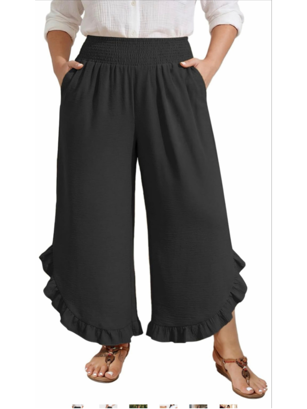 NEW Linen Palazzo Pants Boho Wide Leg Pants High Waist Flowy Beach S
